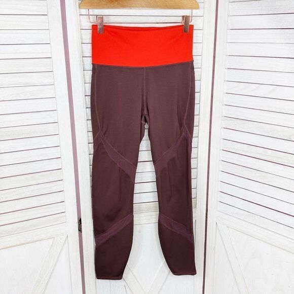 Athleta Tenacity Mesh Cutouts High Rise Powerlift Leggings Burgundy Small - Picture 2 of 14